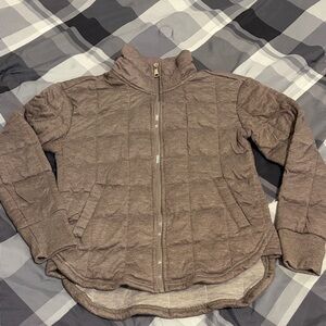 Brown Quilted Zip-Up Jacket